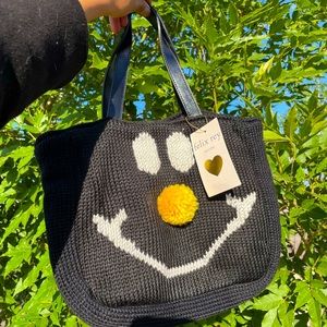 Felix Rey Smiley Face Knitted Black Bag [w/ drawstring bag inside], size: MED